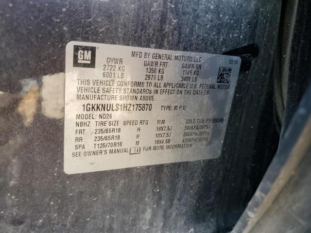 1GKKNULS1HZ175870 - 2017 GMC ACADIA SLT-1 BLACK photo 14