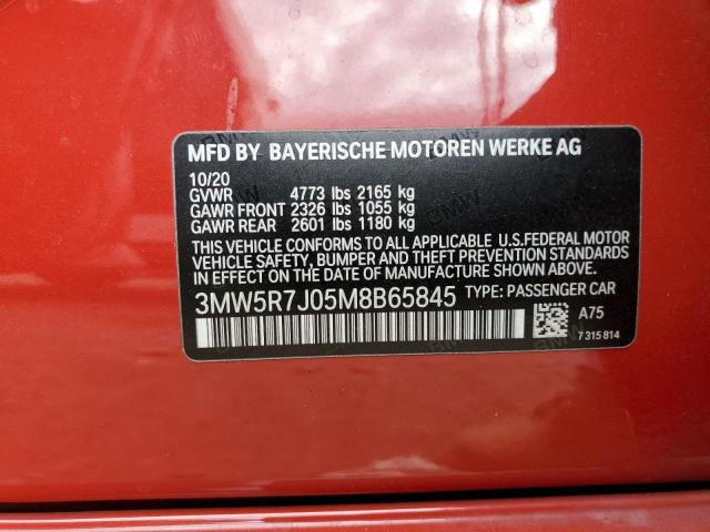3MW5R7J05M8B65845 - 2021 BMW 330XI Կարմիր լուսանկար 12