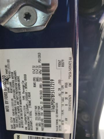 1FA6P0H78F5117219 - 2015 FORD FUSION SE BLUE photo 12