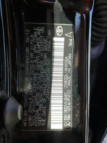 JTDKN3DU8C5481342 - 2012 TOYOTA PRIUS BLACK photo 12