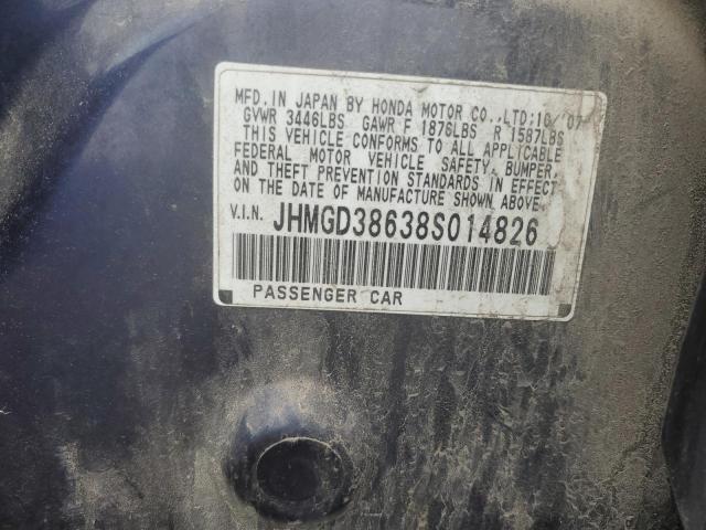 JHMGD38638S014826 - 2008 HONDA FIT SPORT 蓝色 照片 13