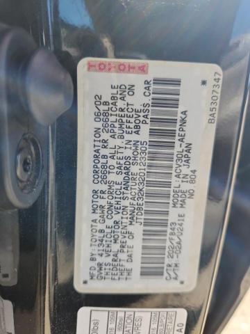 JTDBE32K320123305 - 2002 TOYOTA CAMRY LE 黑色 照片 13