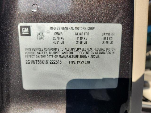 2G1WT58K181222818 - 2008 CHEVROLET IMPALA LT بني صورة 12