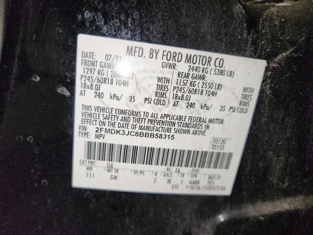 2FMDK3JC8BBB58315 - 2011 FORD EDGE SEL 黑色 照片 13