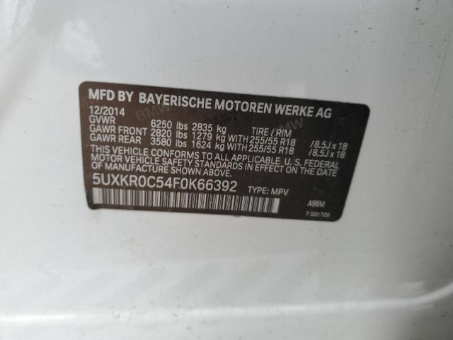 5UXKR0C54F0K66392 - 2015 BMW X5 XDRIVE35I 白色 照片 13