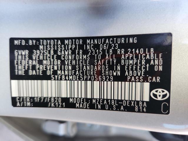 5YFB4MDE5PP056929 - 2023 TOYOTA COROLLA LE Күміс фото 12