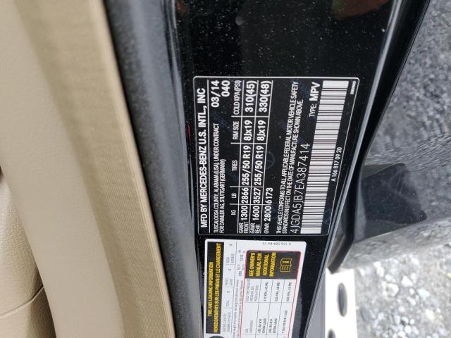 4JGDA5JB7EA387414 - 2014 MERCEDES-BENZ ML 350 BLACK photo 14