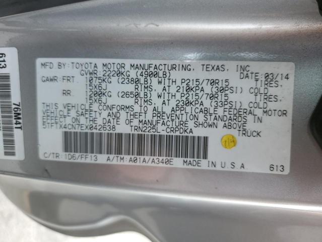 5TFTX4CN7EX042638 - 2014 TOYOTA TACOMA ACCESS CAB ვერცხლისფერი ფოტო 13