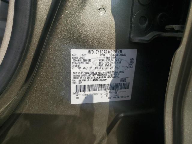 2LMDJ6JK4DBL26289 - 2013 LINCOLN MKX მწვანე ფოტო 13