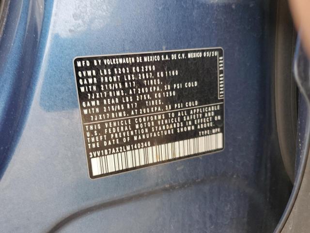 3VV1B7AX2LM140346 - 2020 VOLKSWAGEN TIGUAN S 蓝色 照片 13