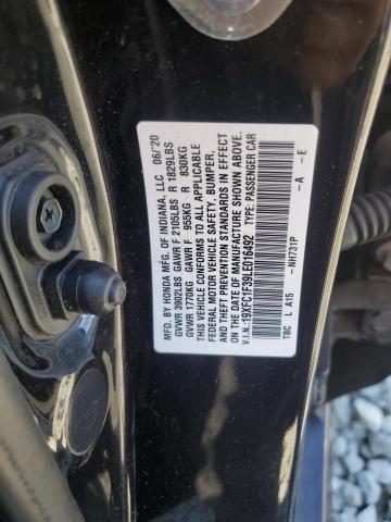 19XFC1F39LE016492 - 2020 HONDA CIVIC EX BLACK photo 12