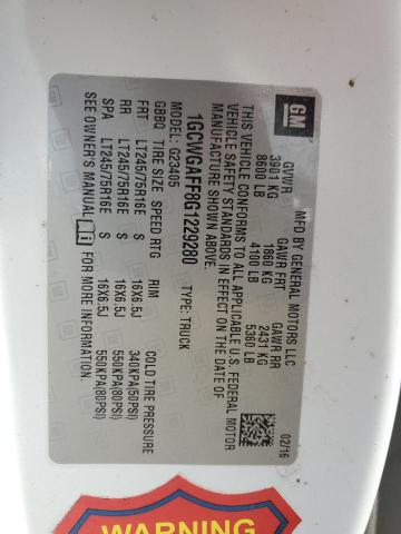 1GCWGAFF8G1229280 - 2016 CHEVROLET EXPRESS G2 WHITE photo 13