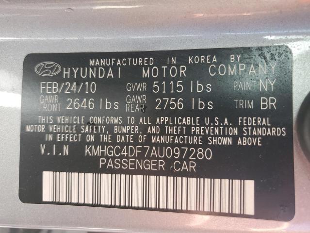 KMHGC4DF7AU097280 - 2010 HYUNDAI GENESIS 4.6L SILVER photo 13