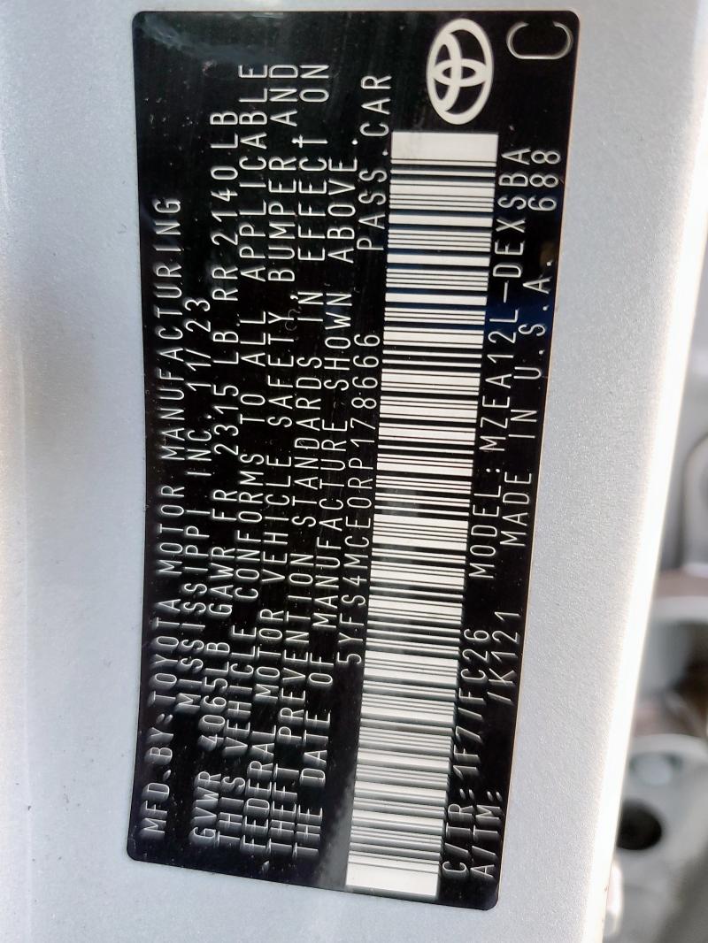 5YFS4MCE0RP178666 - 2024 TOYOTA COROLLA SE Silber Foto 12