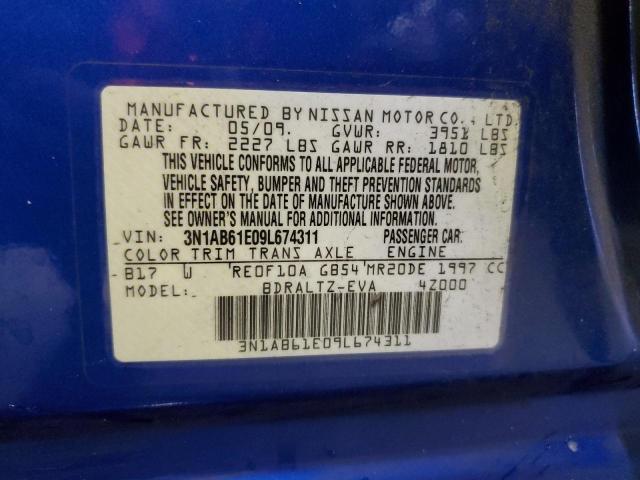 3N1AB61E09L674311 - 2009 NISSAN SENTRA 2.0 BLUE photo 12