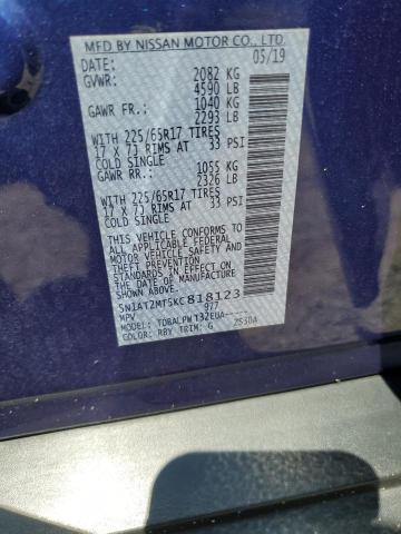5N1AT2MT5KC818123 - 2019 NISSAN ROGUE S BLUE photo 14