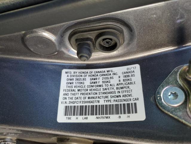 2HGFC1F35HH642778 - 2017 HONDA CIVIC EX CHARCOAL photo 12