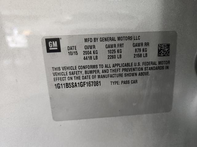 1G11B5SA1GF167081 - 2016 CHEVROLET MALIBU LIMITED LS SILVER photo 13