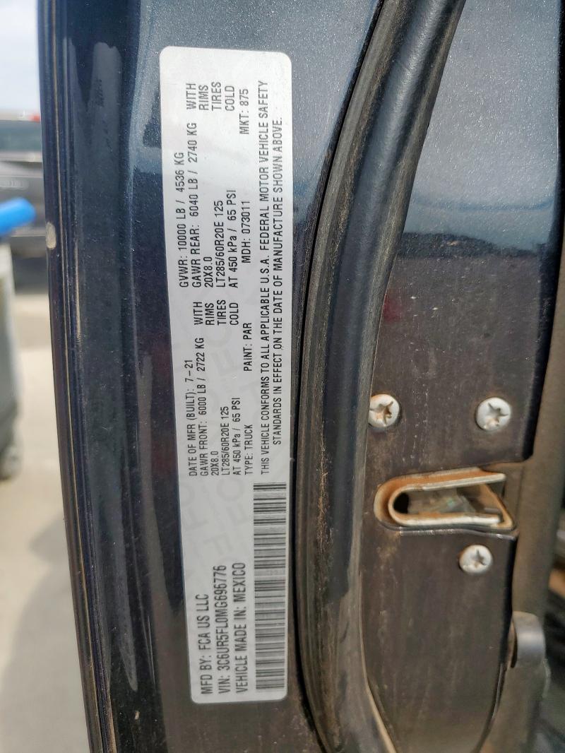 3C6UR5FL0MG696776 - 2021 RAM 2500 LARAMIE გრაფიტი ფოტო 12