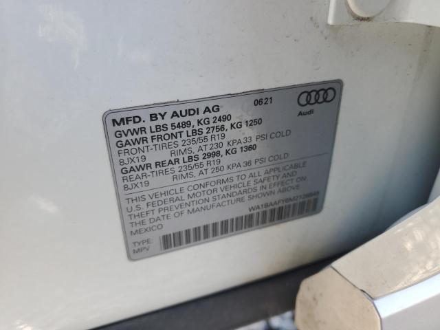 WA1BAAFY6M2126845 - 2021 AUDI Q5 PREMIUM PLUS WHITE photo 13