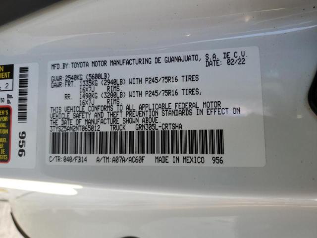 3TYSZ5AN2NT065012 - 2022 TOYOTA TACOMA ACCESS CAB თეთრი ფოტო 13