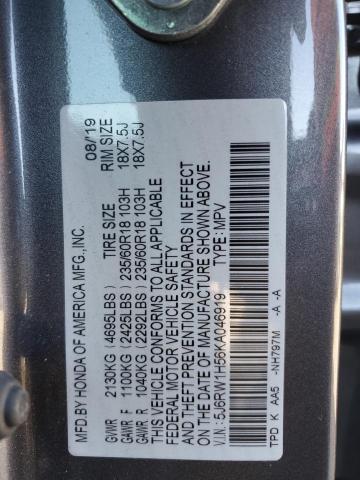 5J6RW1H56KA046919 - 2019 HONDA CR-V EX Gris photo 14