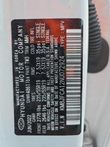 KM8JFCA12NU072924 - 2022 HYUNDAI TUCSON SEL CONVENIENCE Weiß Foto 13