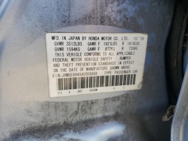 JHMGE8H4XAC009888 - 2010 HONDA FIT SPORT BLUE photo 12