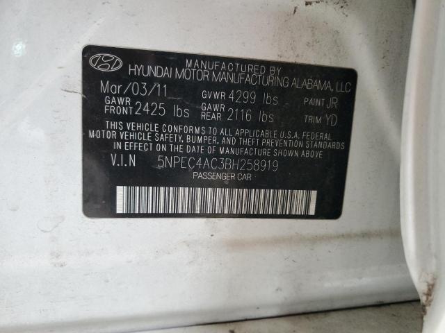 5NPEC4AC3BH258919 - 2011 HYUNDAI SONATA SE WHITE photo 12