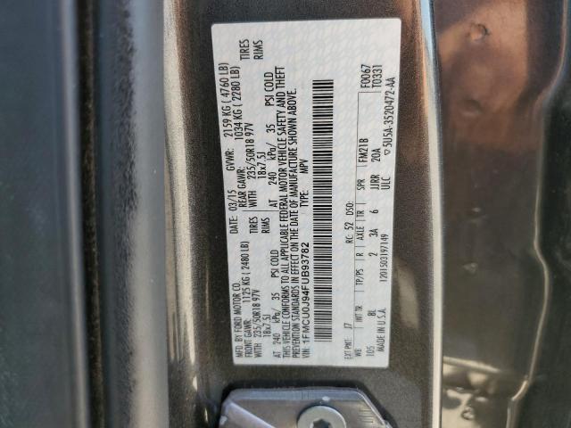 1FMCU0J94FUB93782 - 2015 FORD ESCAPE TITANIUM ნაცრისფერი ფოტო 14