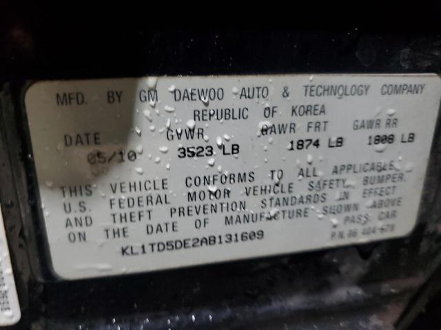 KL1TD5DE2AB131609 - 2010 CHEVROLET AVEO LS 黑色 照片 13