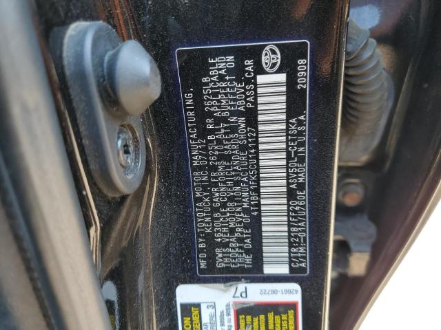 4T1BF1FK5CU141127 - 2012 TOYOTA CAMRY BASE შავი ფოტო 12