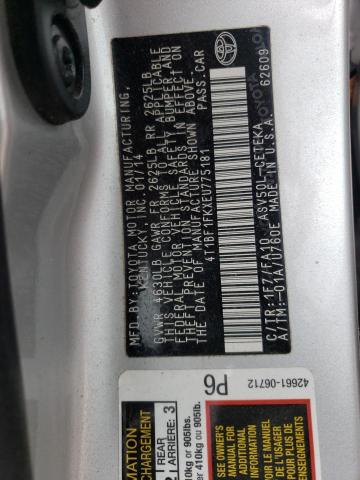 4T1BF1FKXEU775181 - 2014 TOYOTA CAMRY L SILVER photo 12