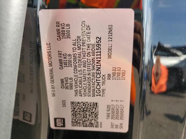 1GCHTCEN1N1115952 - 2022 CHEVROLET COLORADO LT BLACK photo 12