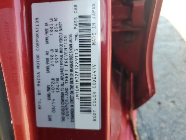 JM1BM1M32F1229113 - 2015 MAZDA 3 GRAND TOURING RED photo 12
