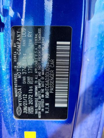 KMHTC6AD3DU094393 - 2013 HYUNDAI VELOSTER Mavi foto 12