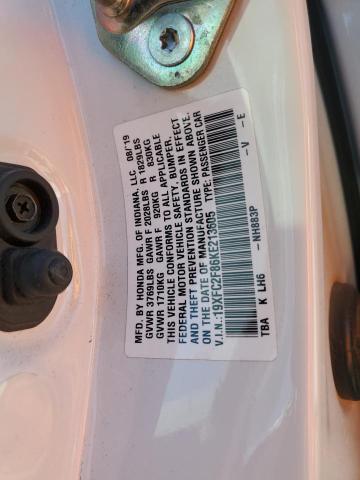 19XFC2F86KE213605 - 2019 HONDA CIVIC SPORT Biały zdjęcie 13