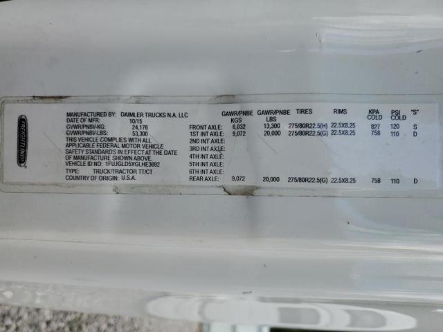 1FUJGLD5XGLHE3692 - 2016 FREIGHTLINER CASCADIA 1 Білий фото 10