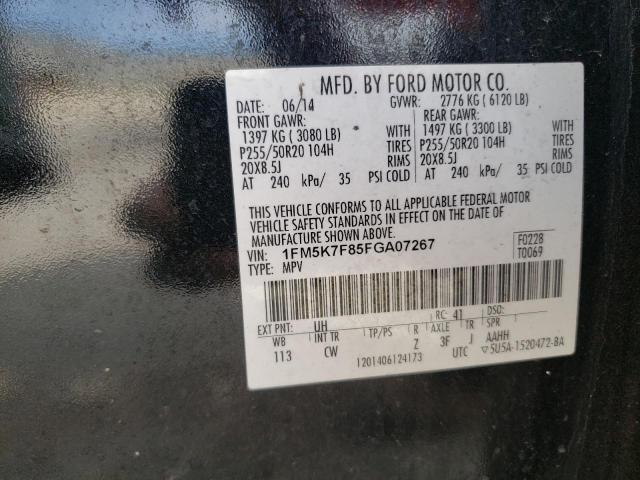 1FM5K7F85FGA07267 - 2015 FORD EXPLORER LIMITED BLACK photo 13