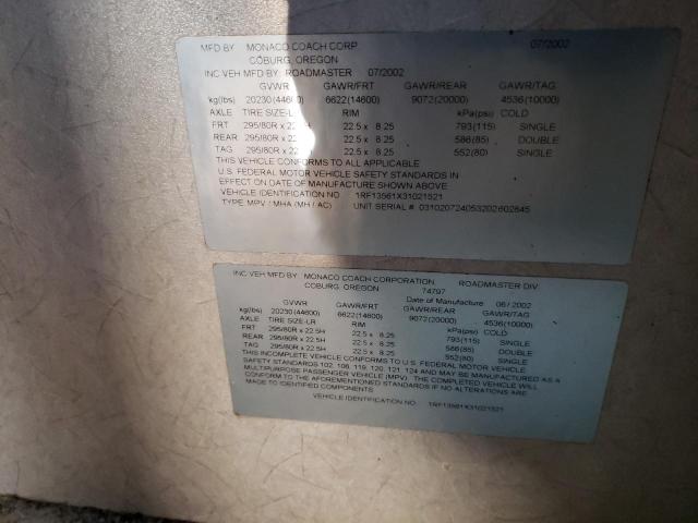 1RF13561X31021521 - 2003 ROADMASTER RAIL MONOCOQUE Gris photo 10