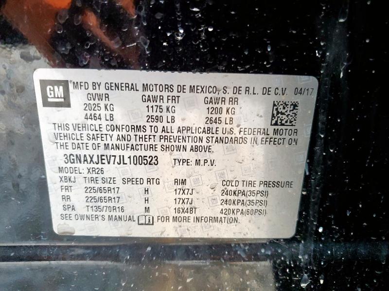 3GNAXJEV7JL100523 - 2018 CHEVROLET EQUINOX LT Czarny zdjęcie 14