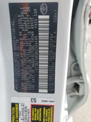 4T1BZ1HK0KU509488 - 2019 TOYOTA CAMRY XSE Weiß Foto 12