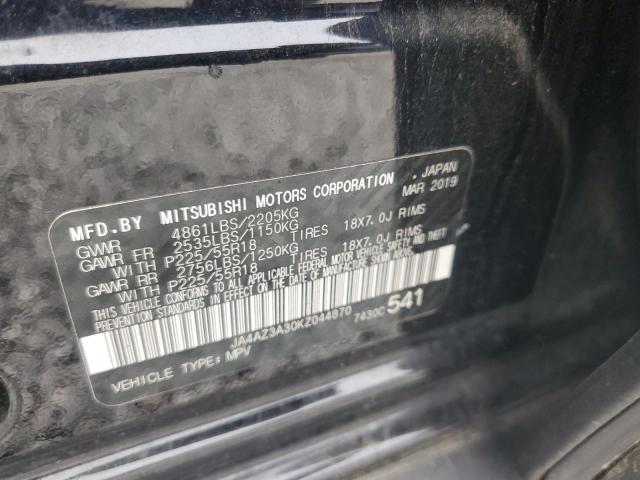 JA4AZ3A30KZ044870 - 2019 MITSUBISHI OUTLANDER SE Negro foto 13