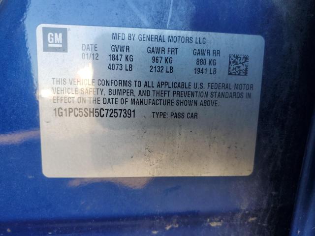 1G1PC5SH5C7257391 - 2012 CHEVROLET CRUZE LS 蓝色 照片 12