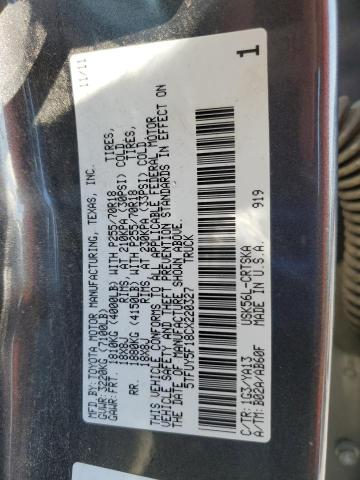 5TFUY5F18CX220327 - 2012 TOYOTA TUNDRA DOUBLE CAB SR5 GRAY photo 13