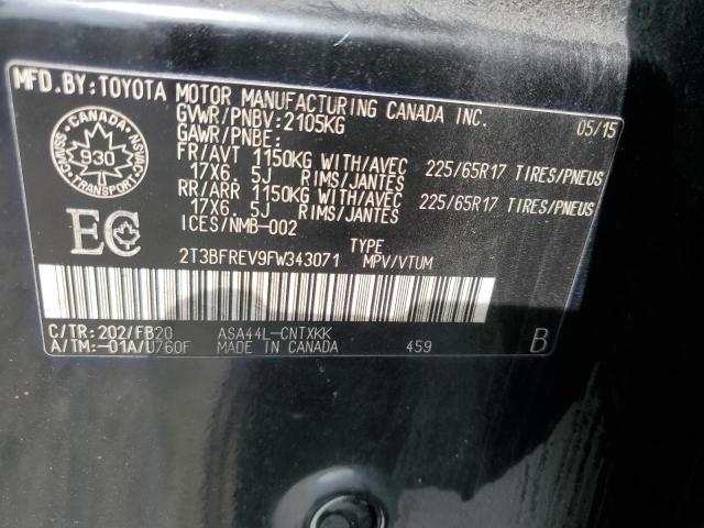 2T3BFREV9FW343071 - 2015 TOYOTA RAV4 LE BLACK photo 13