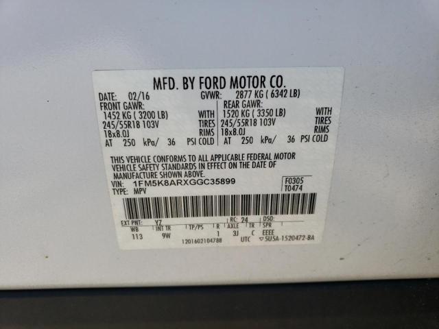 1FM5K8ARXGGC35899 - 2016 FORD EXPLORER POLICE INTERCEPTOR WHITE photo 13