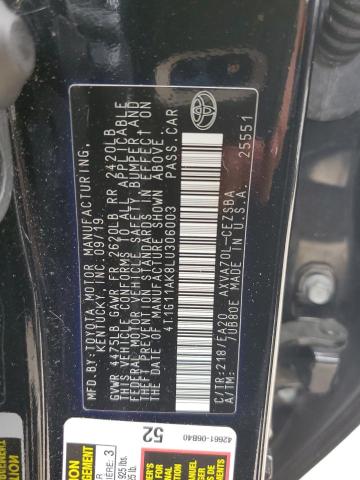 4T1G11AK8LU306003 - 2020 TOYOTA CAMRY SE 黑色 照片 13