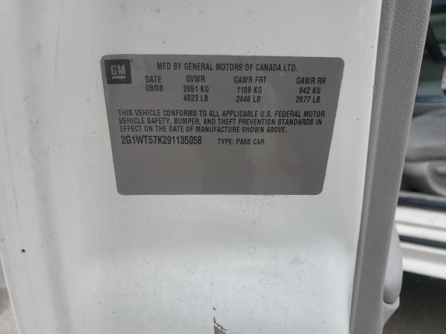2G1WT57K291135058 - 2009 CHEVROLET IMPALA 1LT WHITE photo 12