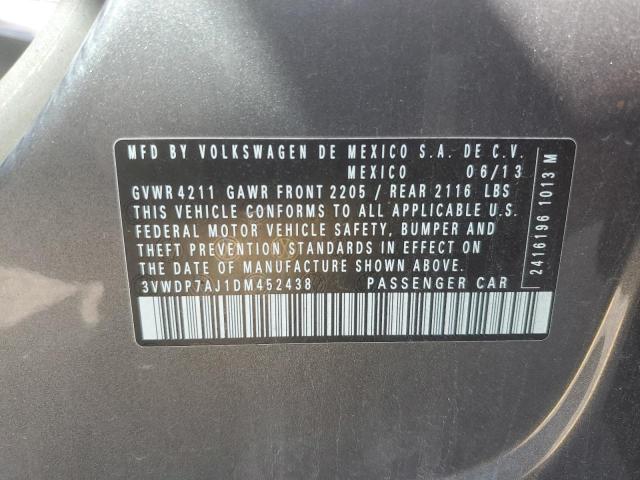 3VWDP7AJ1DM452438 - 2013 VOLKSWAGEN JETTA SE GRAY photo 12